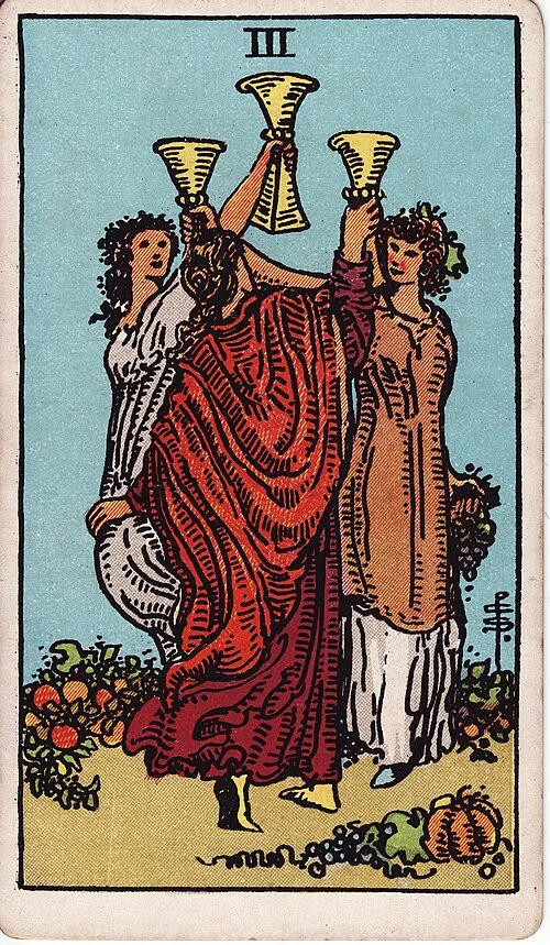 ไพ่ Three of Cups (สามถ้วย)