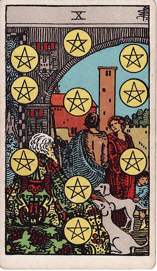ไพ่ Ten of Pentacles (สิบเหรียญ)