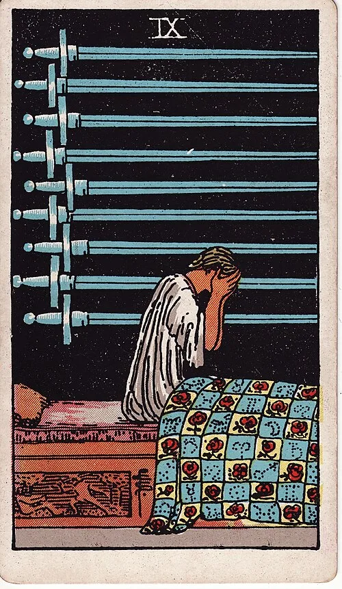 ไพ่ Nine of Swords (เก้าดาบ)