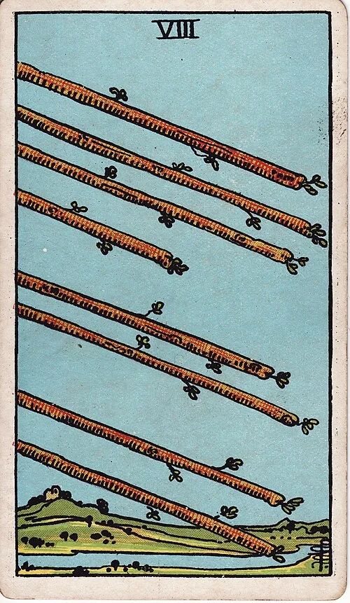 ไพ่ Eight of Wands (แปดไม้เท้า)
