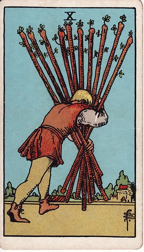 ไพ่ Ten of Wands (สิบไม้เท้า)